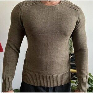 John Varvatos Textured Silk Cotton Long Sleeve Green Sweater Men’s Medium